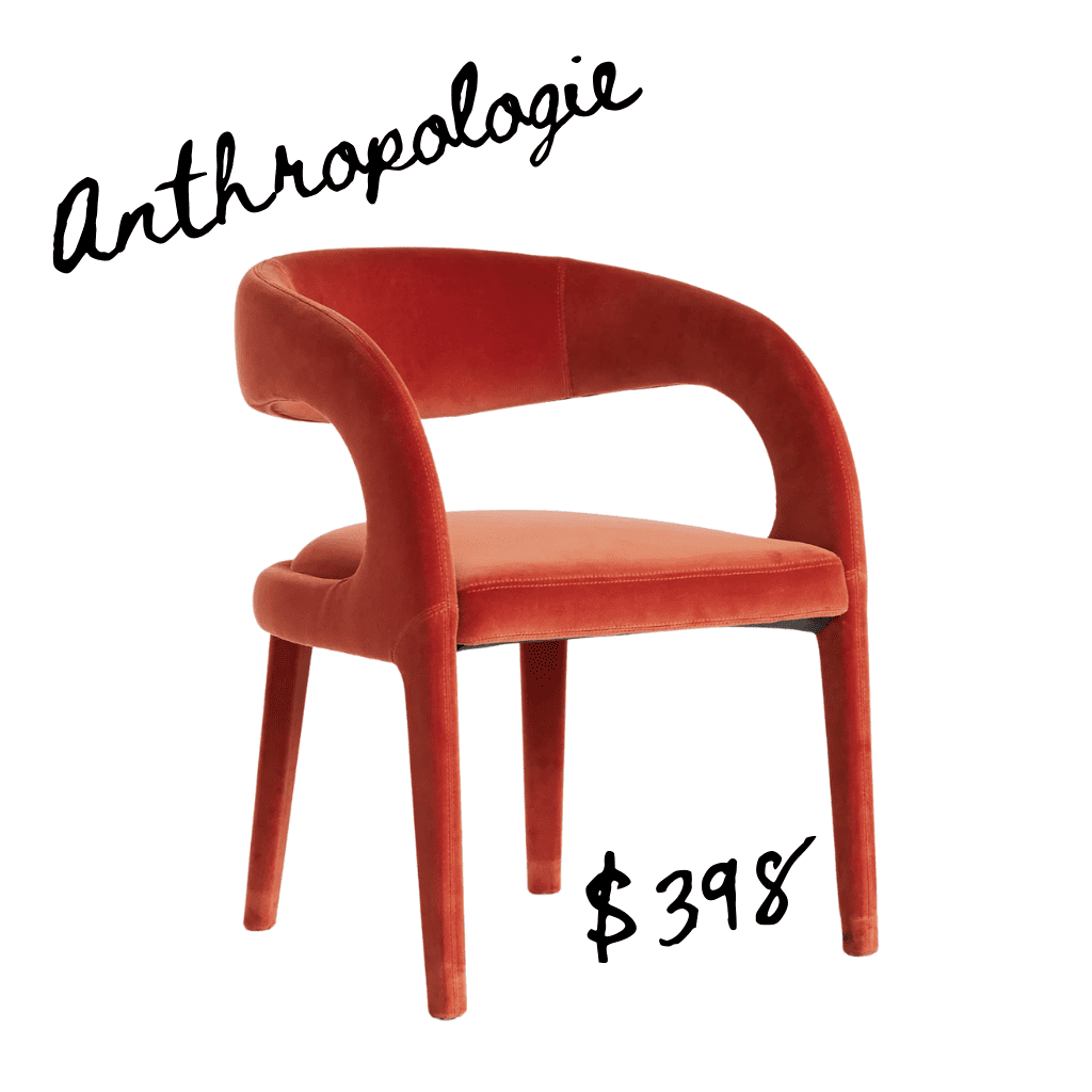 Anthropologie velvet chair in red velvet