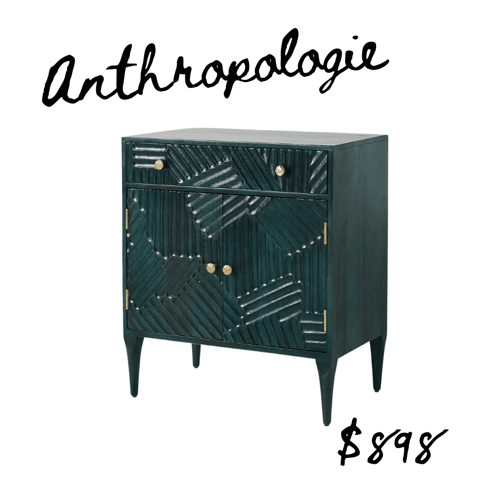 Anthropologie turquoise nightstand with gold hardware