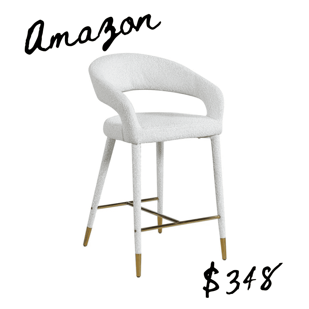 Amazon white boucle bar stool lookalike for boucle Anthro stool