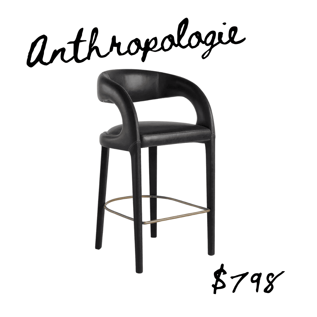 Anthropologie black leather bar stool