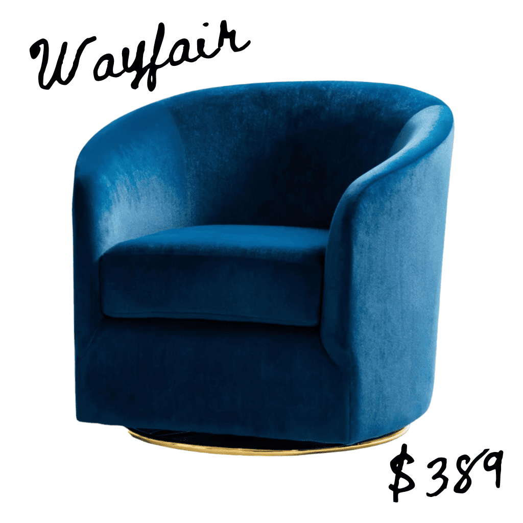 Wayfair velvet barrel chair identical lookalike for Anthropologie home swivel chair