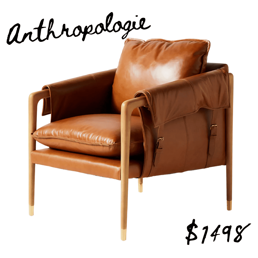 Anthropologie leather chair with buckles