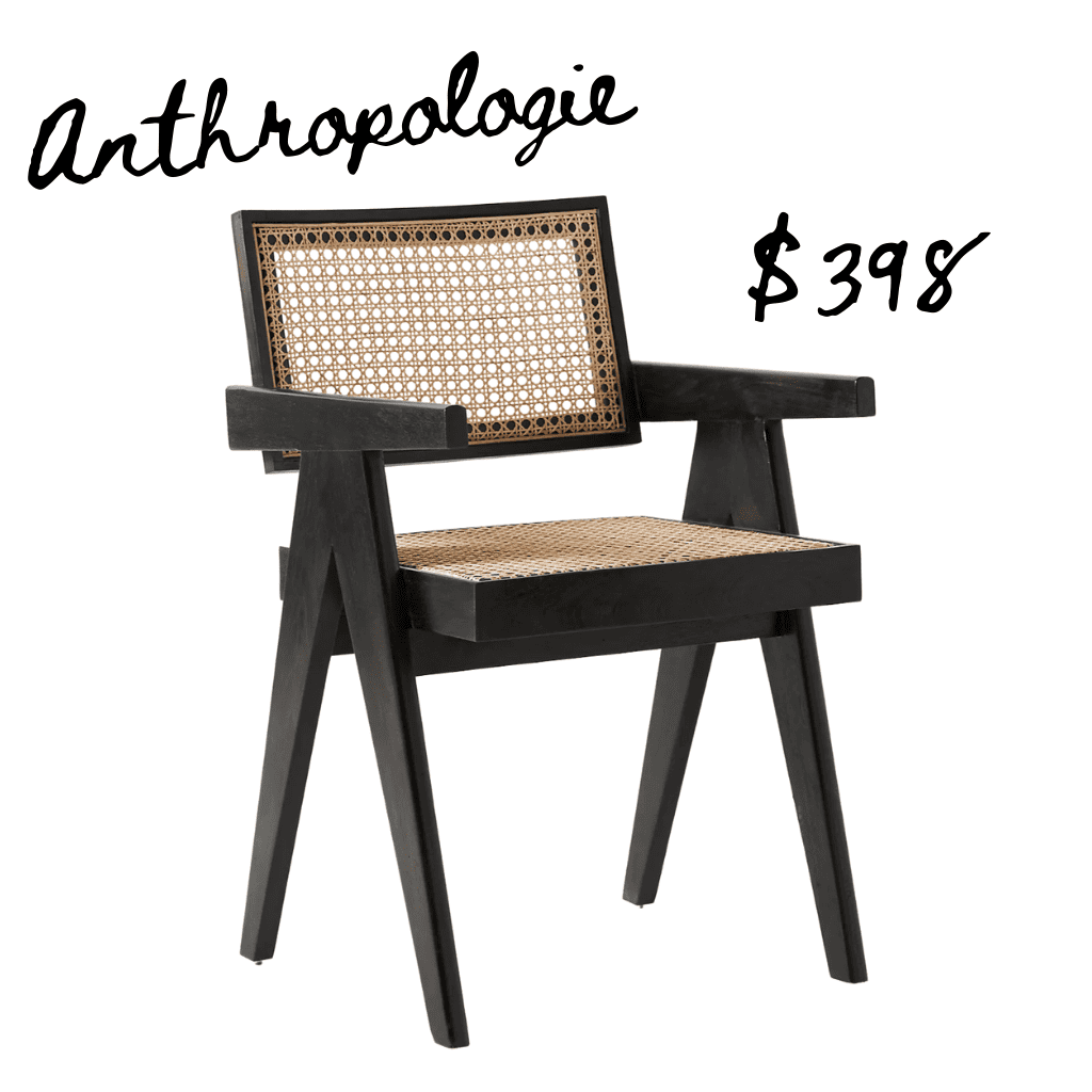 Anthropologie black and rattan chair