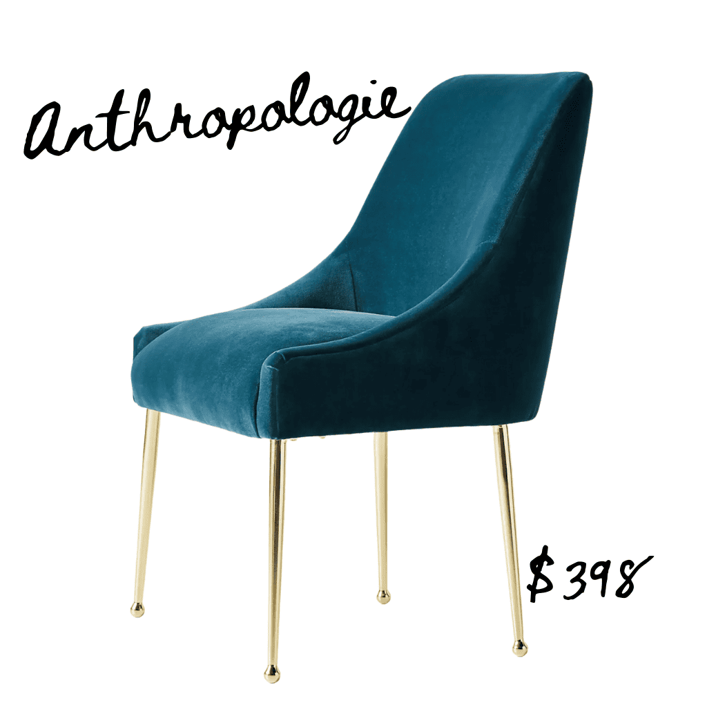 Anthropologie blue velvet chair