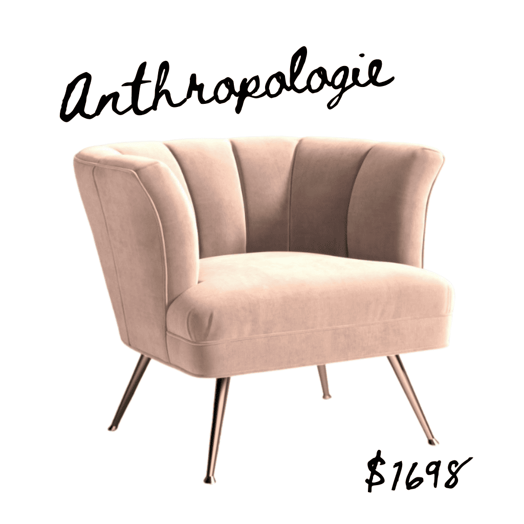 Anthropologie pink velvet tulip chair