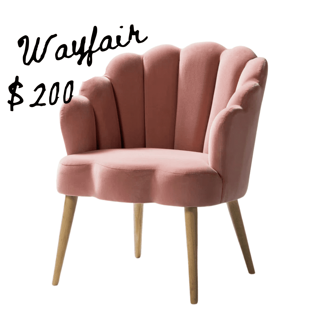 Wayfair pink velvet tulip chair lookalike for Anthropologie tulip chair