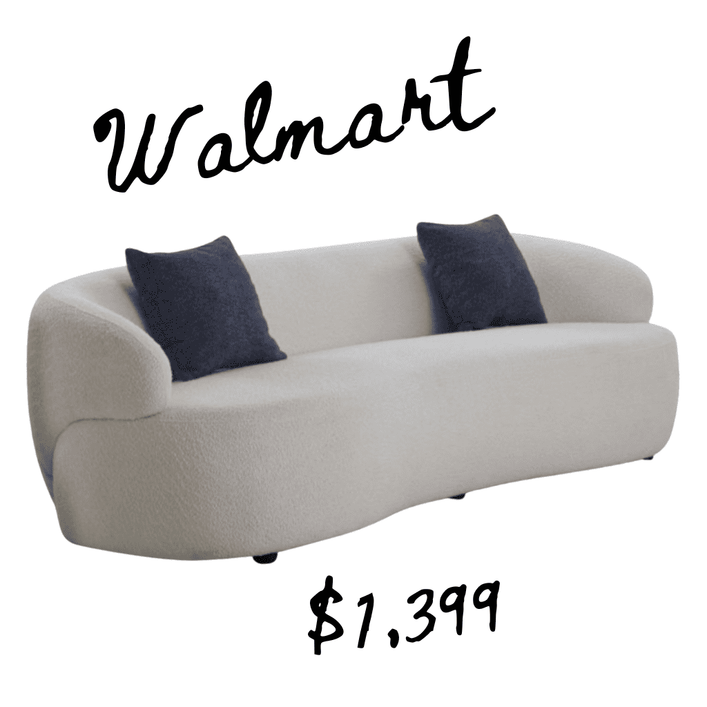 Walmart curved sofa white boucle lookalike for amber interior Anthropologie home curved boucle sofa