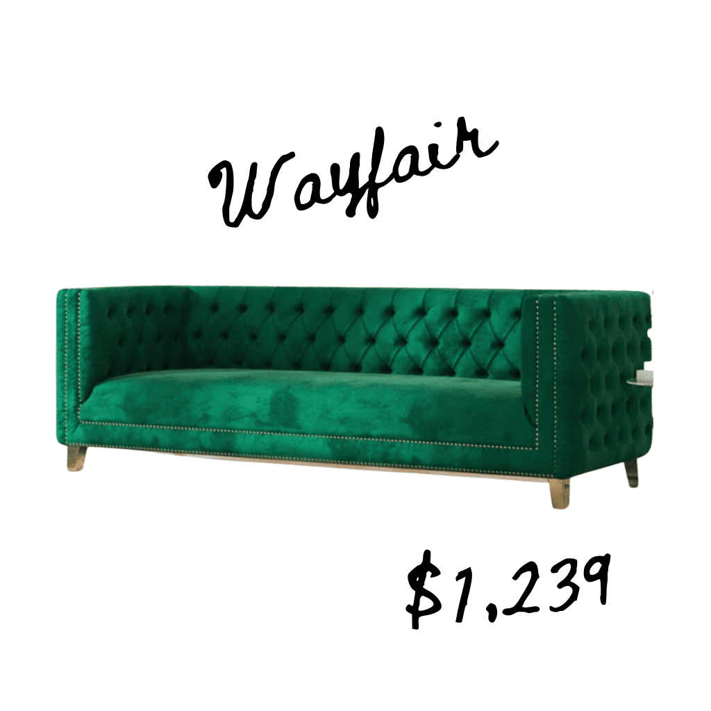 Wayfair tufted velvet green sofa lookalike