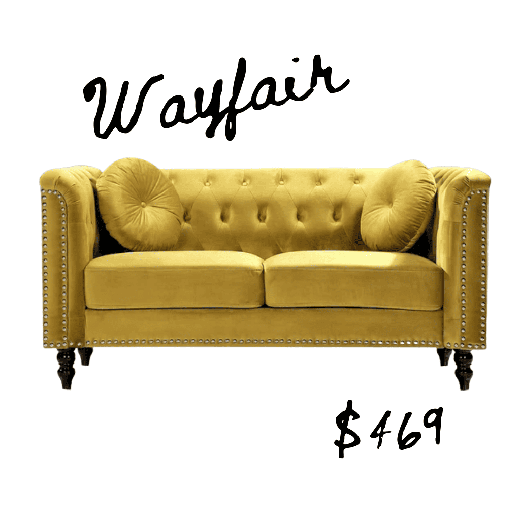 Wayfair lookalike yellow tufted velvet love seat