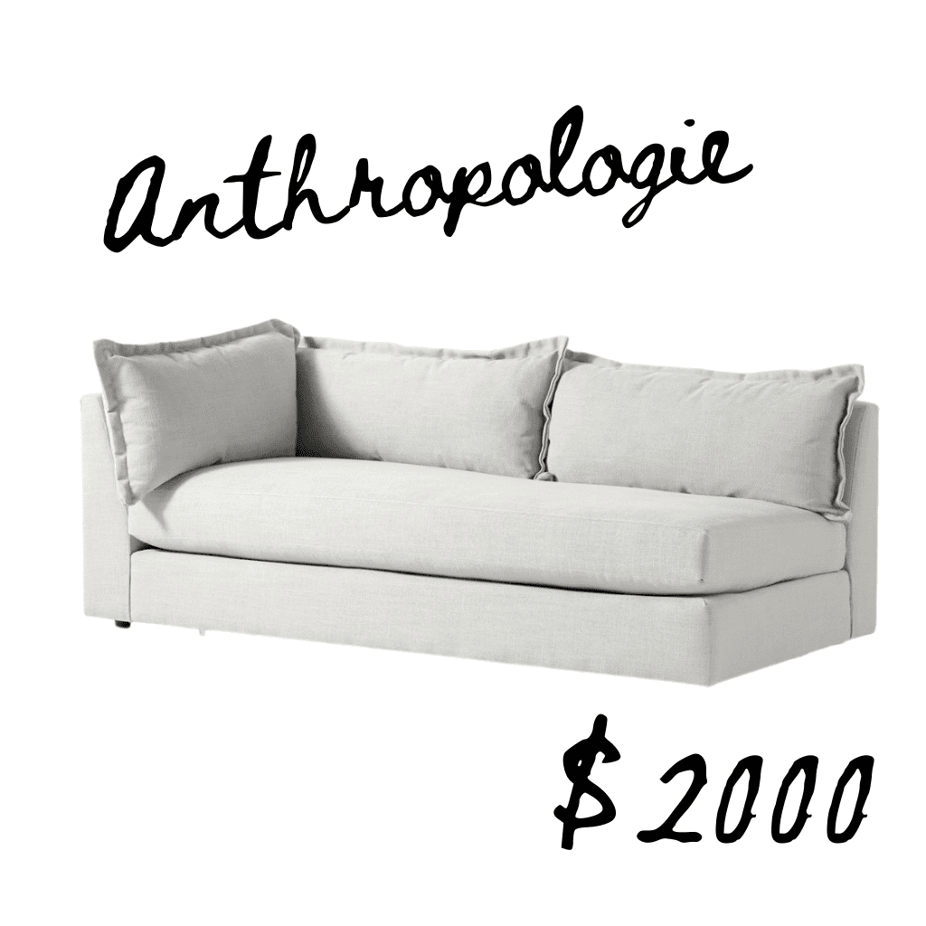 Anthro Denver sofa in gray linen