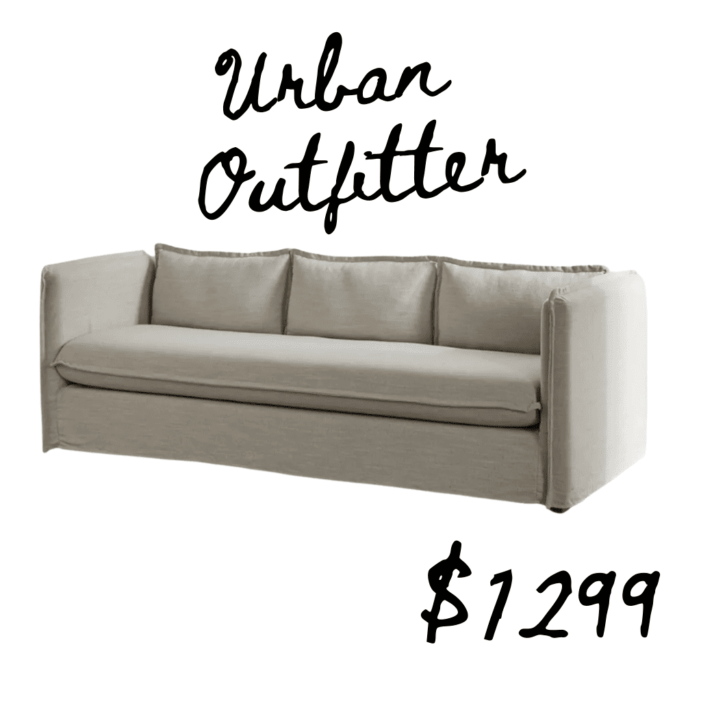 Urban outfitter lookalike sofa in tan linen look alike with Denver Anthropologie home sofa