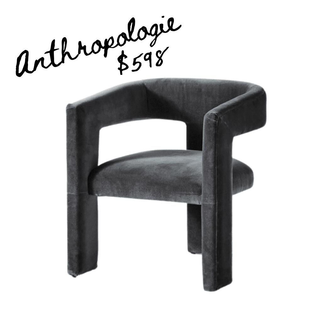 Anthropologie gray velvet chair