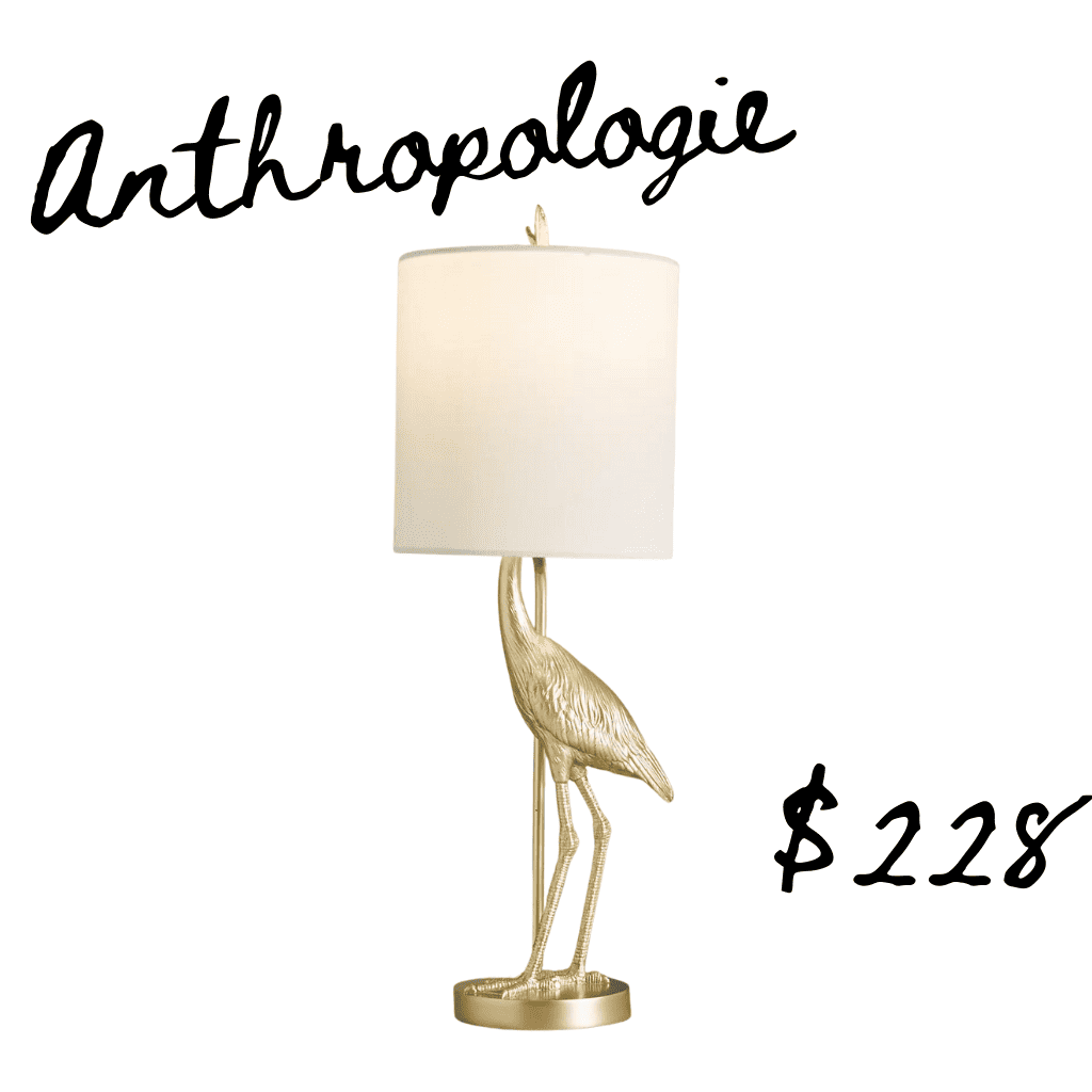 Anthropologie flamingo gold lamp with white shade