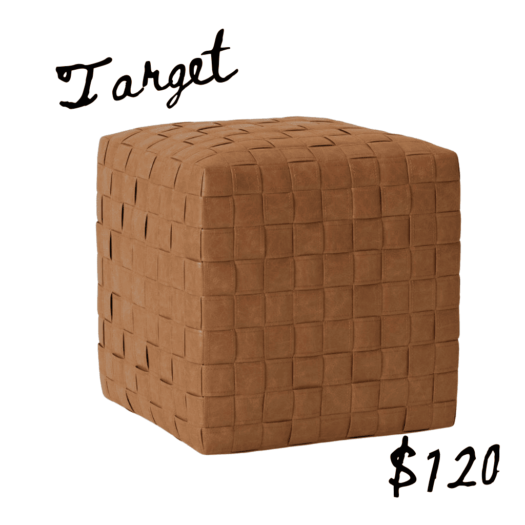 Target woven leather cube lookalike for Anthropologie home leather cube