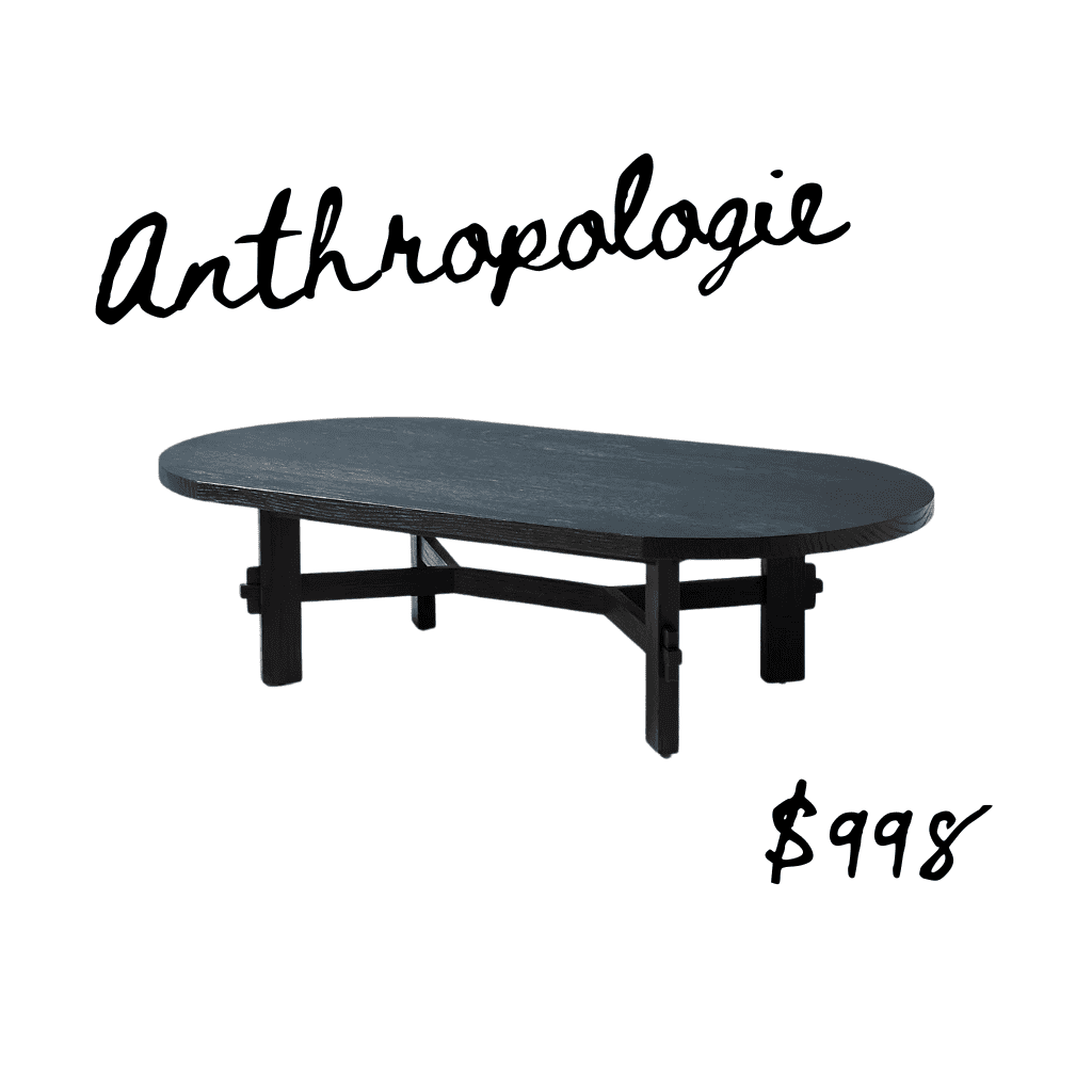 Amber Lewis Anthropologie black wood coffee table