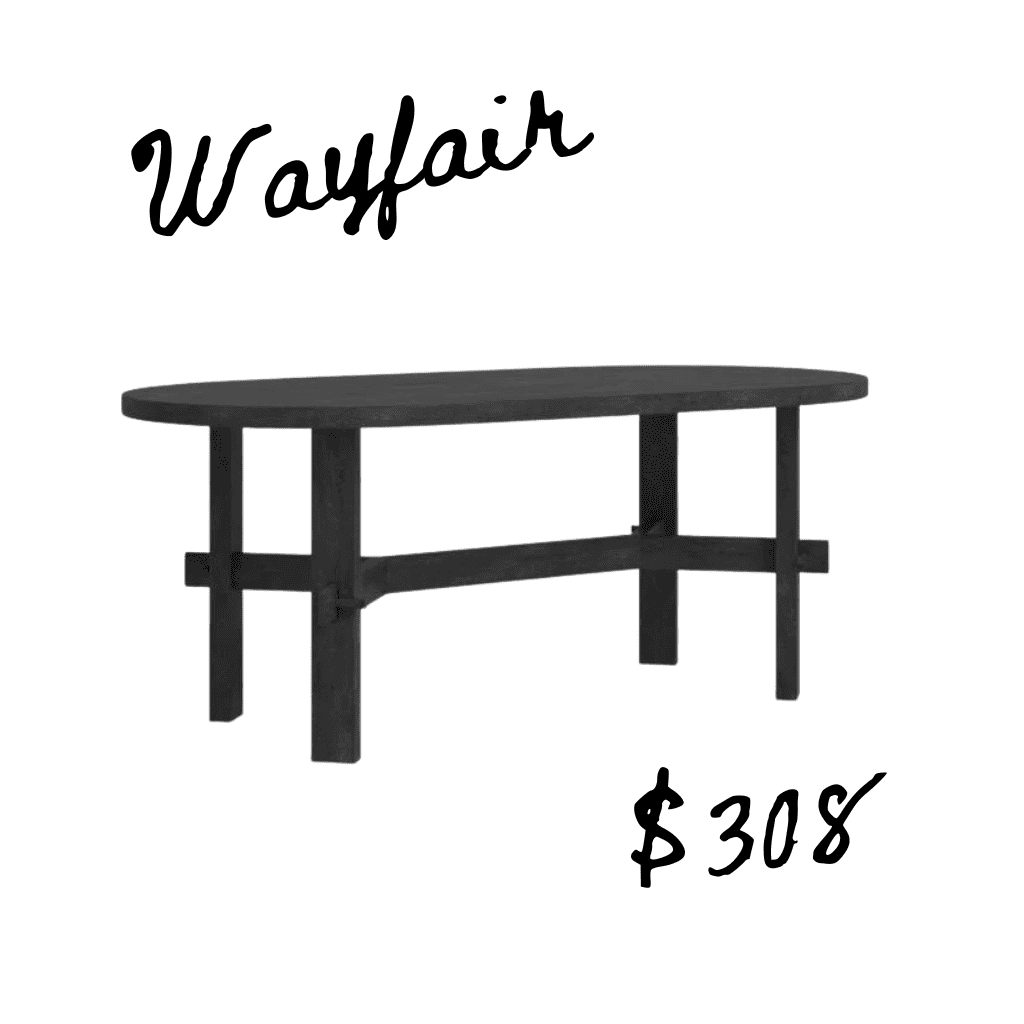 Wayfair black coffee table lookalike of Amber Lewis table from Anthropologie home