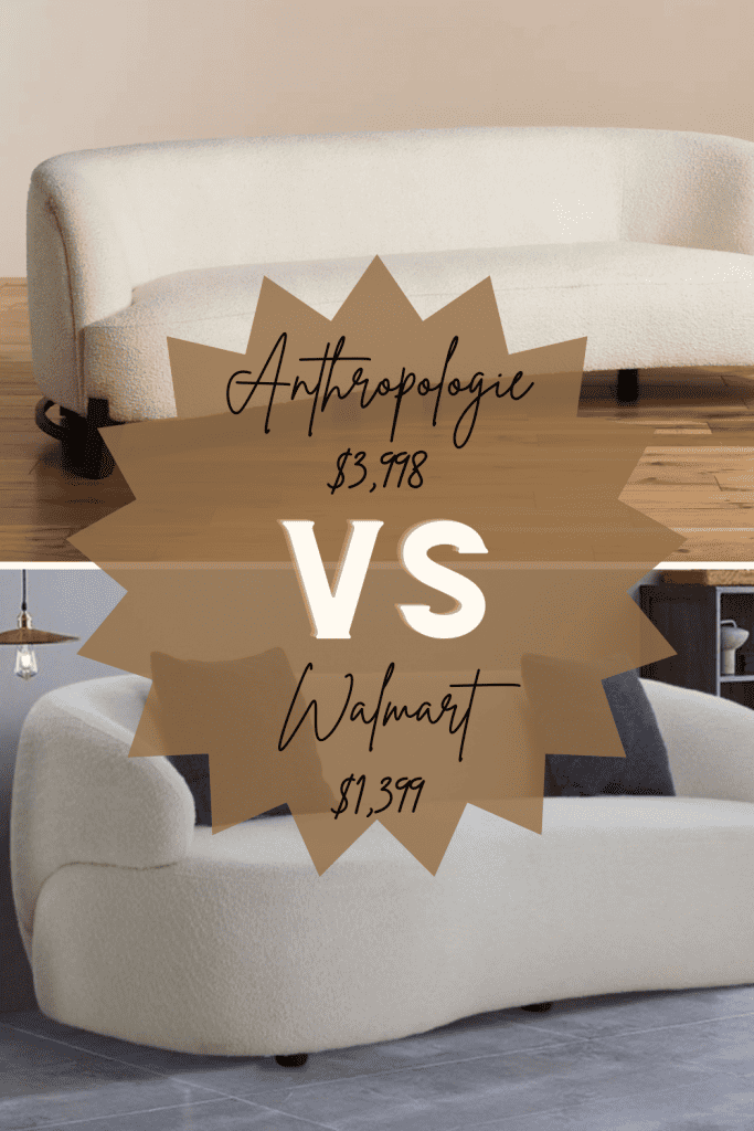 Anthropologie home curved boucle white couch versus Walmart curved boucle white couch