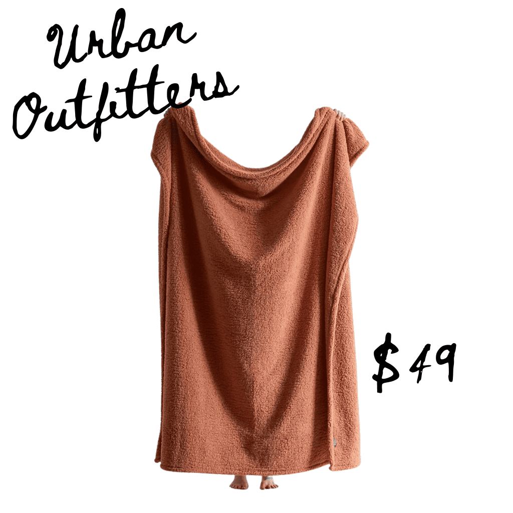 Urban outfitters lookalike of faux fur blanket in burnt orange lookalike of Anthropologie home