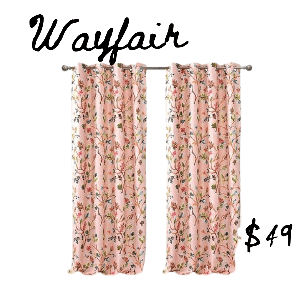 Wayfair lookalike of pink floral curtains from Anthropologie home