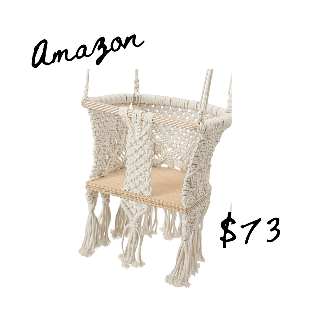 Amazon lookalike of macrame swing for baby from Anthropologie home