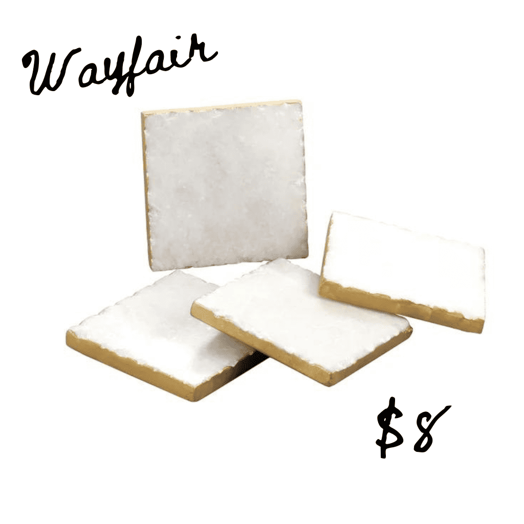 Wayfair lookalike Anthropologie home white marble coasters