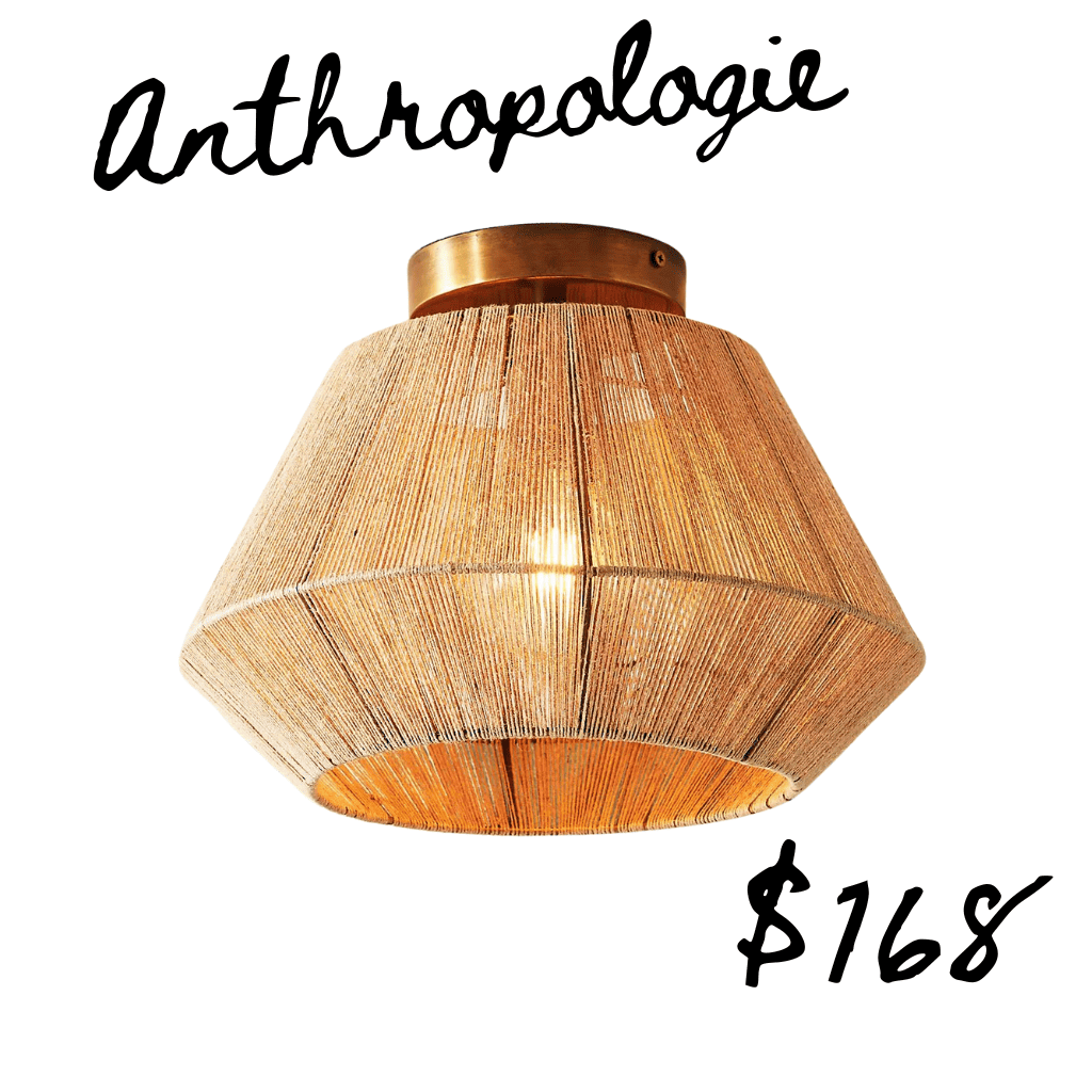 Anthropologie rattan bell shaped flush mount