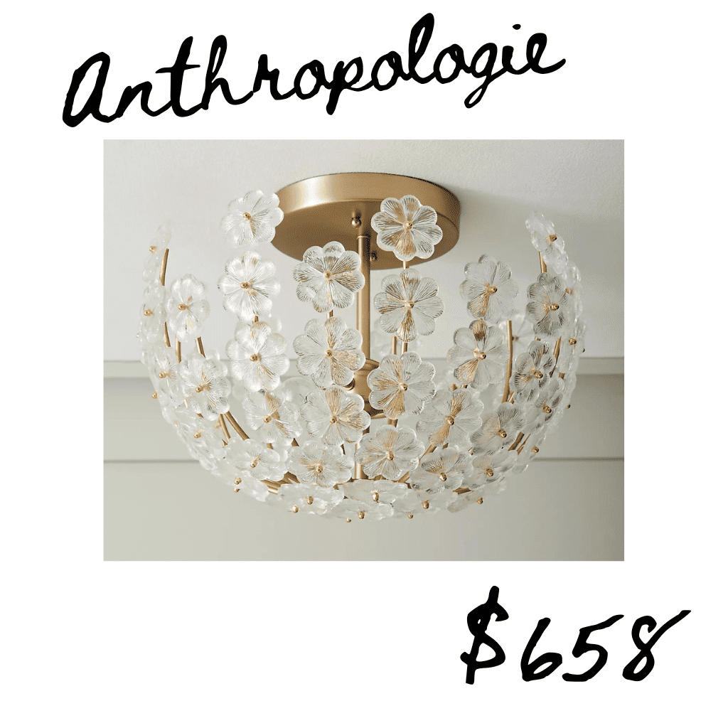Anthropologie floral flush mount with glass flowers
