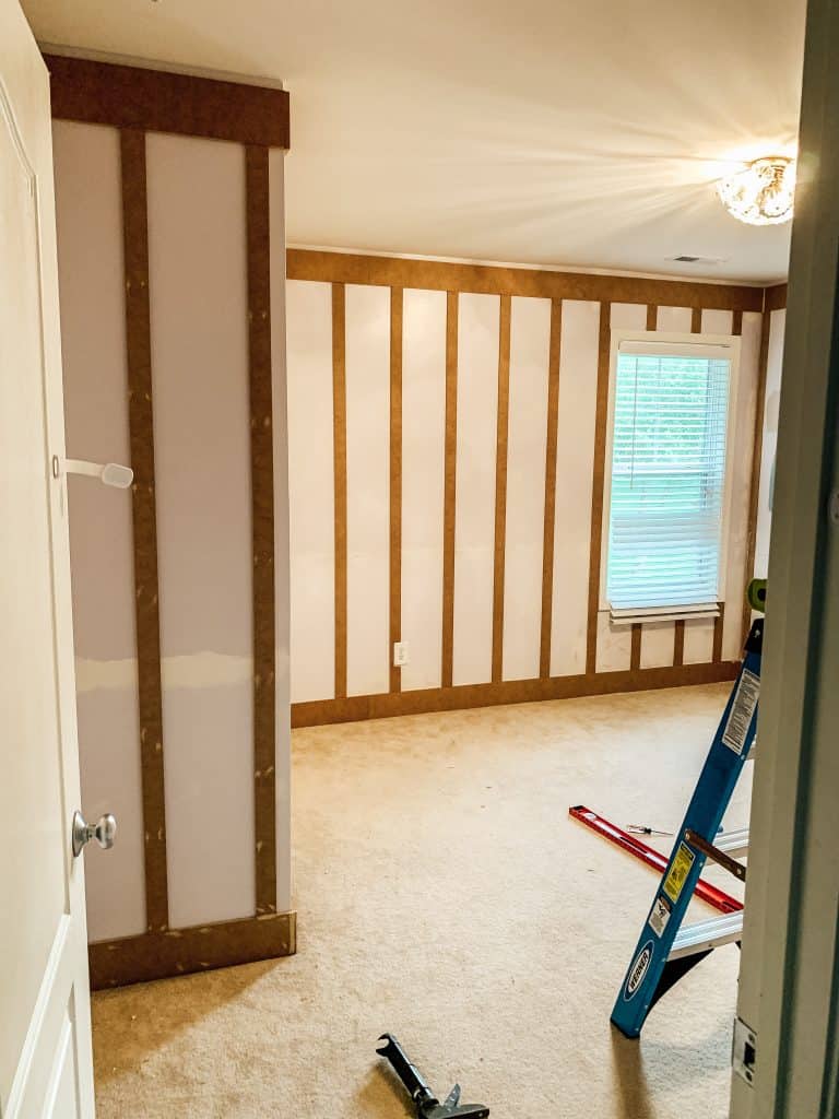 Room with board and batten in process