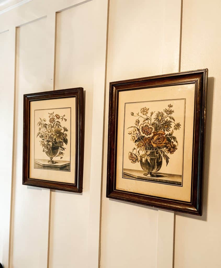 Side by side vintage floral nursery art prints