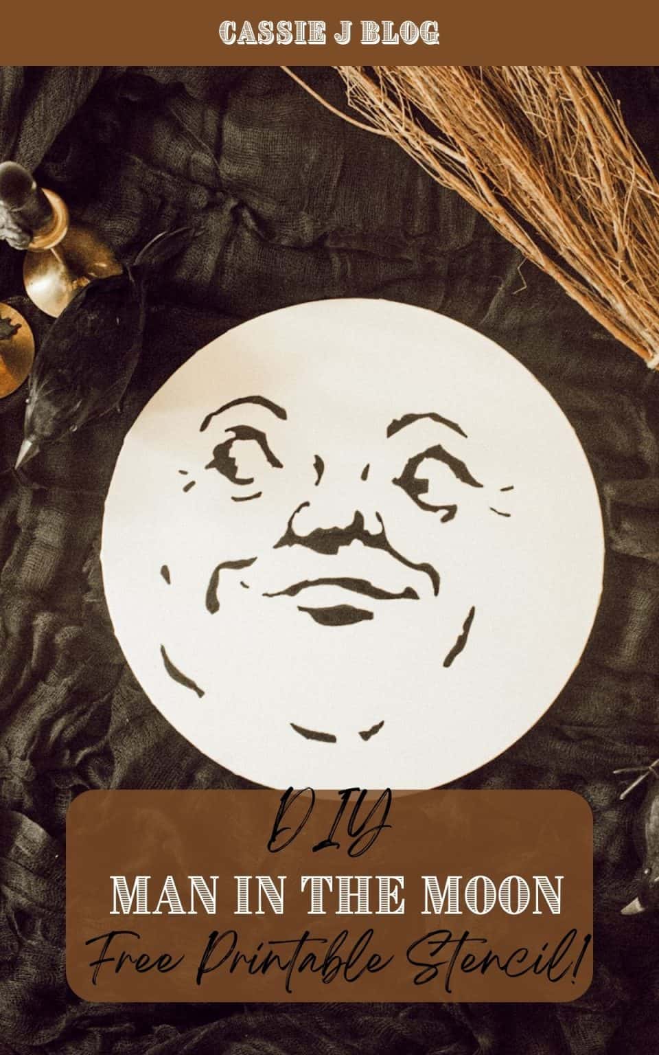 Man In The Moon Canvas Wall Art DIY (FREE Stencil!) - Cassie Jean