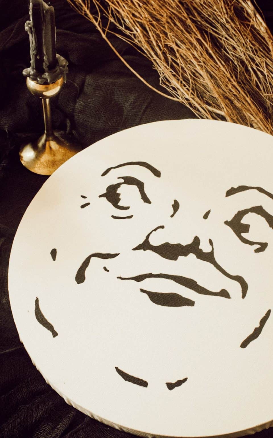 Man In The Moon Canvas Wall Art DIY (FREE Stencil!) - Cassie Jean